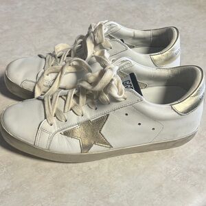 White and Gold Golden Goose Super-Star Sneakers size 37